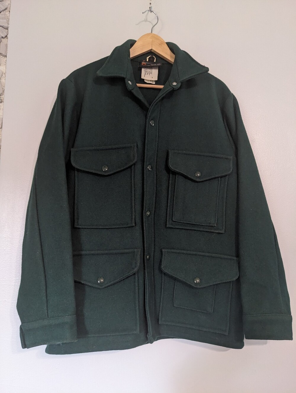 Vintage Wool Jacket Pioneer Mens Med Forest Green Field Warm Heavy Canadian